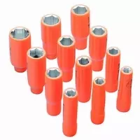 Insulated Long 6 point Hex Sockets 3/8" Drive